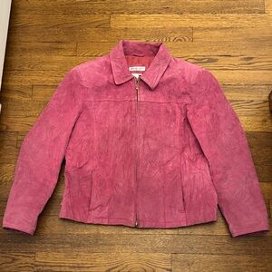 Leather Suede Jacket raspberry pink shade